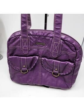 Joe Boxer Purple Shoulder Bag Vegan Leather Pocket Front Tote Y2K